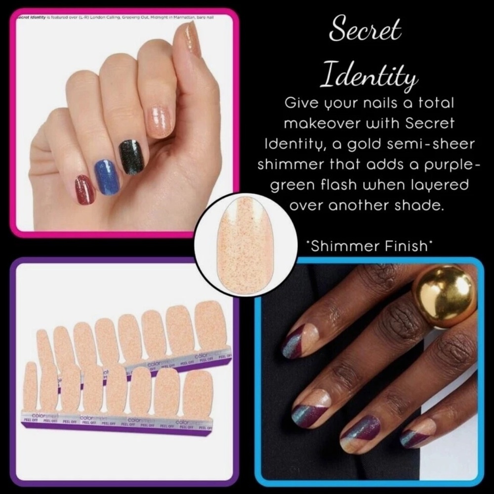 Color Street Secret Identity Gold Shimmer Press-On Nails